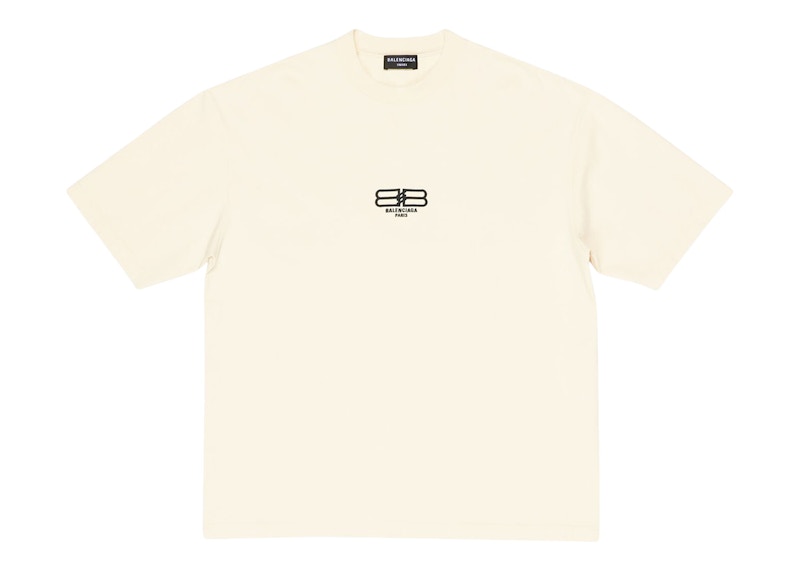Balenciaga BB Paris Icon Medium Fit T-shirt Light Beige/Black Logo
