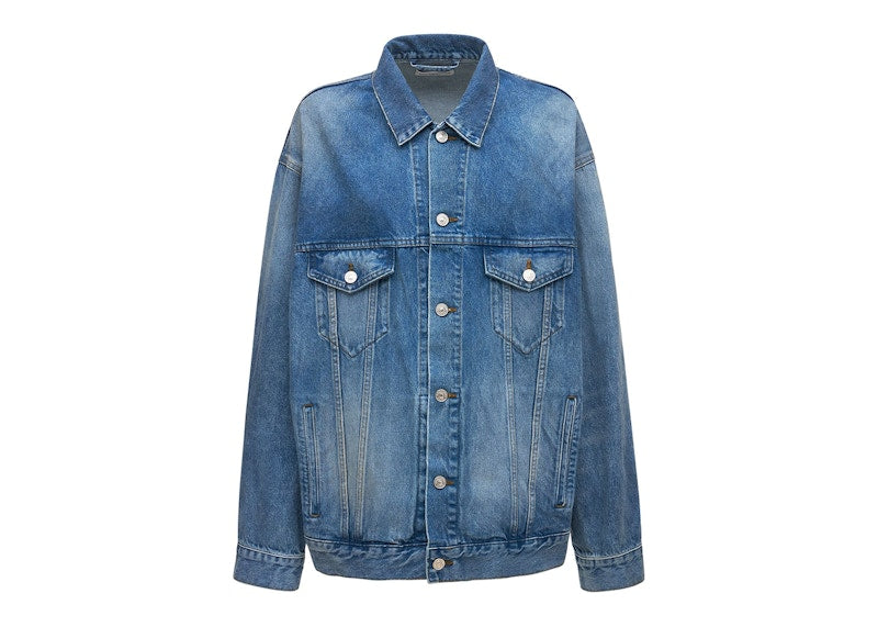 Balenciaga BB Sprayed Large Fit Denim Jacket Electric Blue/Fuchsia