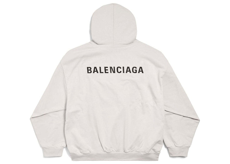 Balenciaga Back Logo Hoodie Off White