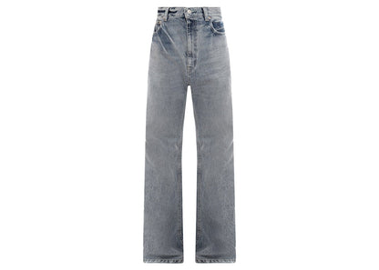 Balenciaga Back Logo Patch Cotton Jeans Blue