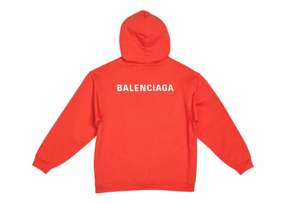 Balenciaga Back Logo Regular Fit Hoodie Bright Red/White