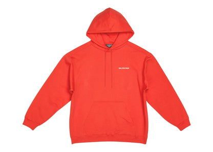 Balenciaga Back Logo Regular Fit Hoodie Bright Red/White