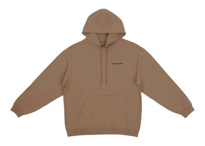Balenciaga Back Logo Regular Fit Hoodie Dark Beige/Black
