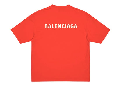 Balenciaga Back Logo Regular Fit Vintage T-shirt Bright Red/White