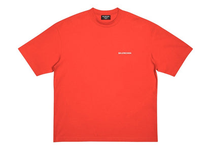 Balenciaga Back Logo Regular Fit Vintage T-shirt Bright Red/White