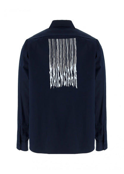 Balenciaga Barcode Logo Shirt Navy/White