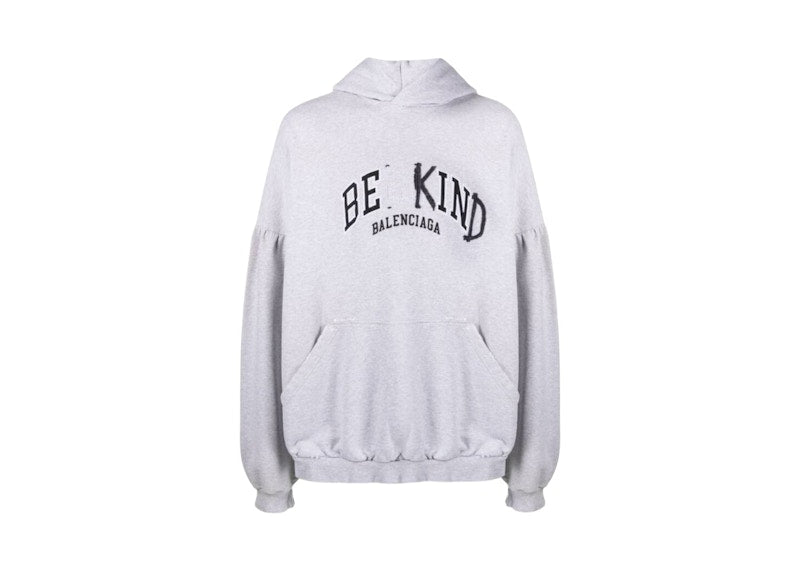 Balenciaga Be Kind Round Oversized Hoodie Grey