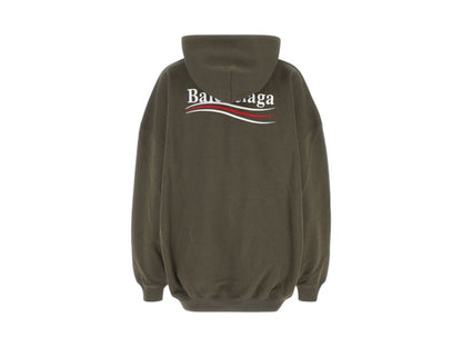 Balenciaga Campaign Logo Embroidered Oversized Hoodie Military Green