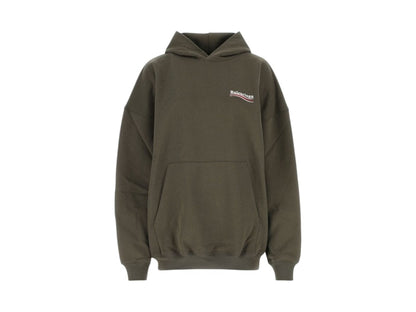 Balenciaga Campaign Logo Embroidered Oversized Hoodie Military Green
