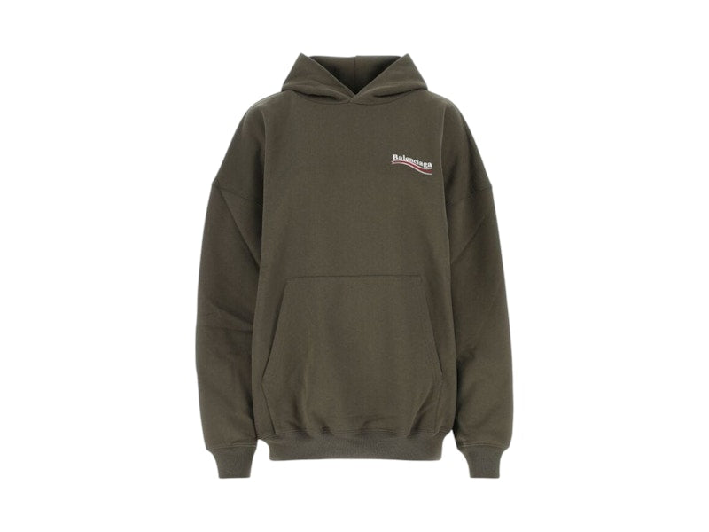 Balenciaga Campaign Logo Embroidered Oversized Hoodie Military Green