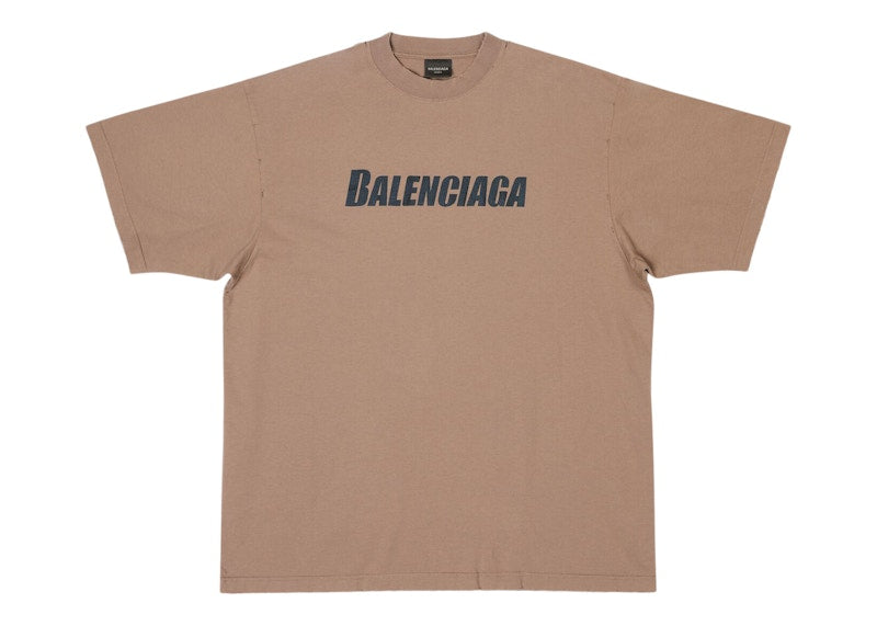 Balenciaga Caps Boxy Fit Vintage Jersey T-shirt Light Brown/Black