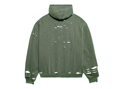 Balenciaga Caps Destroyed Oversize Fit Hoodie Dark Green/White