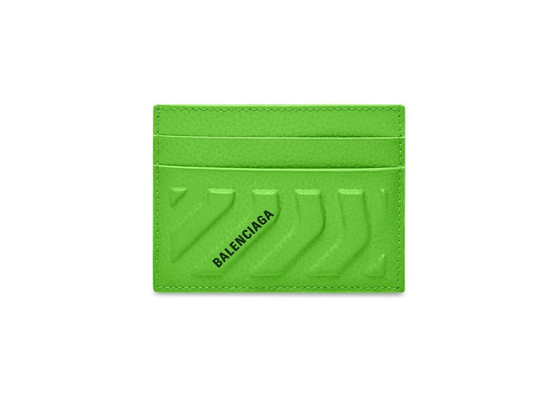 Balenciaga Car (4 Card Slots 1 Bill Compartment) Card Holder Bright Green/Black
