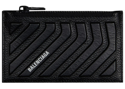 Balenciaga Car Long Coin And Card Holder in Grained Calfskin Black