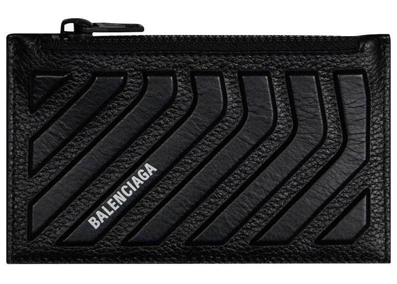 Balenciaga Car Long Coin And Card Holder in Grained Calfskin Black