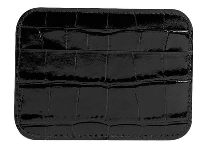 Balenciaga Cash (4 Card Slot 1 Bill Compartment) Card Holder Shiny Crocodile Embossed Black/White