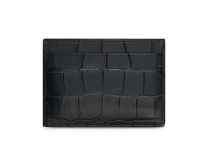 Balenciaga Cash Card Holder Crocodile Embossed Black