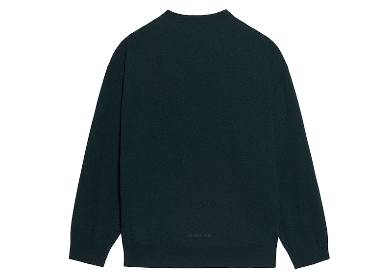 Balenciaga Cashmere V-Neck Oversized Top Dark Green