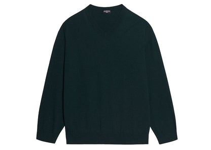 Balenciaga Cashmere V-Neck Oversized Top Dark Green