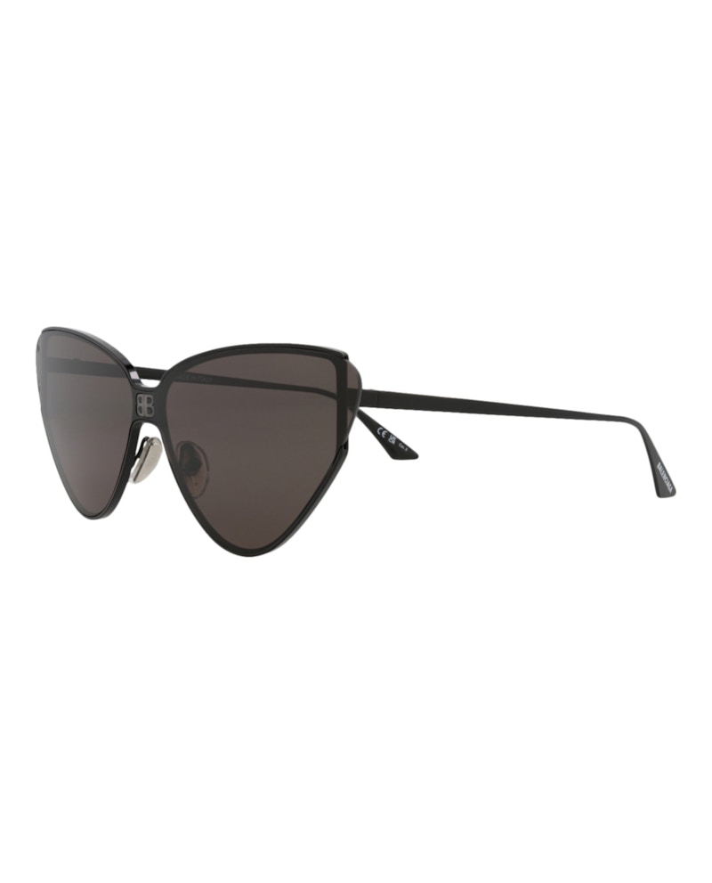Balenciaga Cat Eye-Frame Metal Sunglasses Black/Black/Grey (BB0191S-30011959-001)