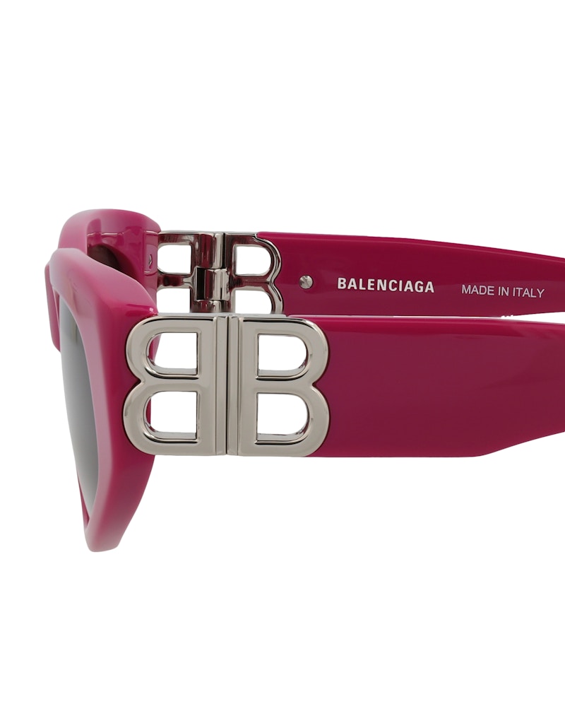 Balenciaga Cat Eye-Frame Recycled Acetate Sunglasses Fuchsia/Silver/Grey (BB0095S-30008868-017)