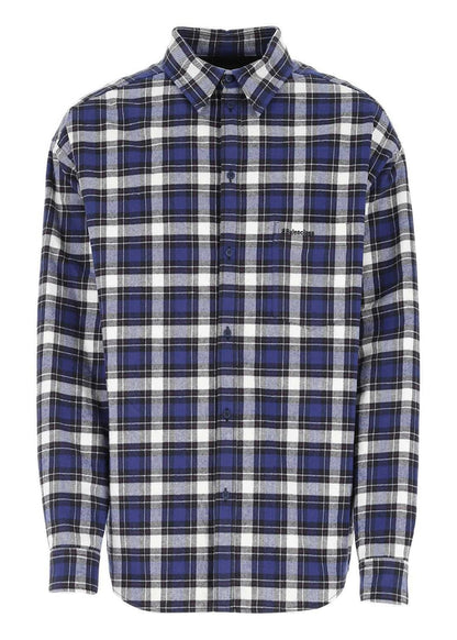 Balenciaga Checkered Cotton Logo Shirt Blue/Black/White