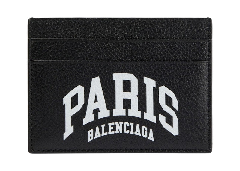Balenciaga Cities Paris Leather Card Holder Black