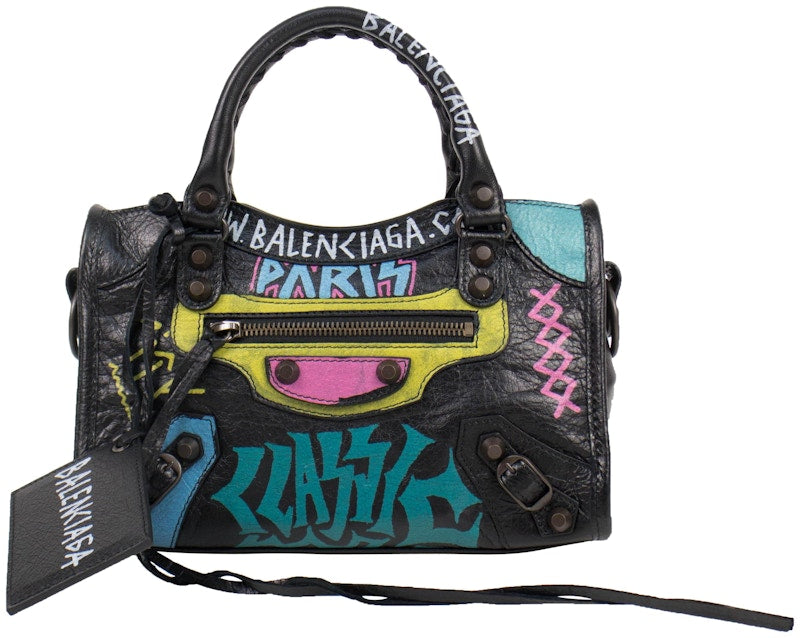 Balenciaga City Classic Graffiti Mini Black Multicolor