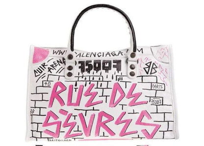 Balenciaga Classic City Graffiti Shoulder Bag White