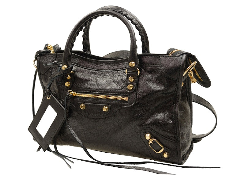 Balenciaga Classic City Shoulder Bag Small Gold-tone Black