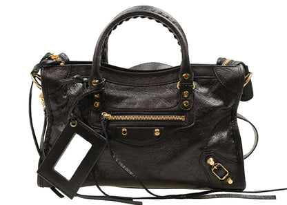 Balenciaga Classic City Shoulder Bag Small Gold-tone Black