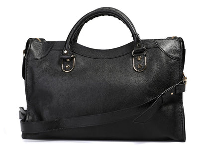 Balenciaga Classic Metallic Edge City Shoulder Bag Black