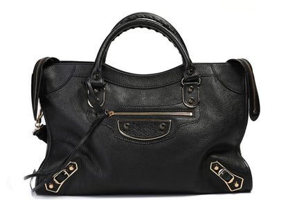 Balenciaga Classic Metallic Edge City Shoulder Bag Black
