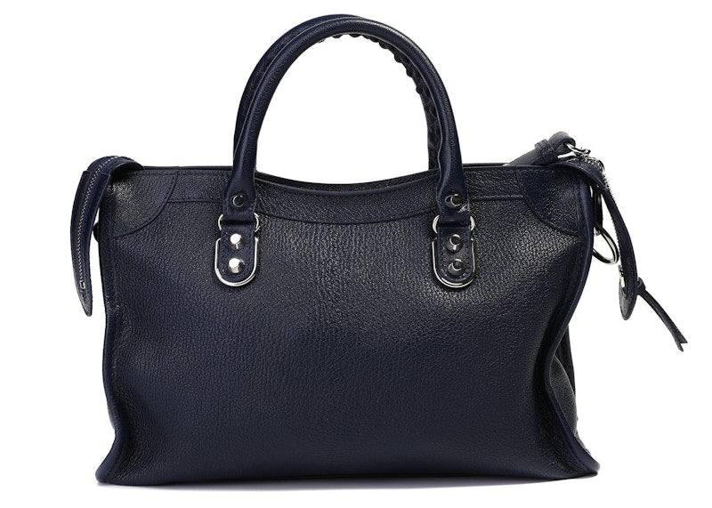Balenciaga Classic Metallic Edge City Shoulder Bag Small Navy