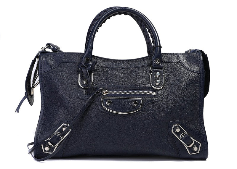 Balenciaga Classic Metallic Edge City Shoulder Bag Small Navy