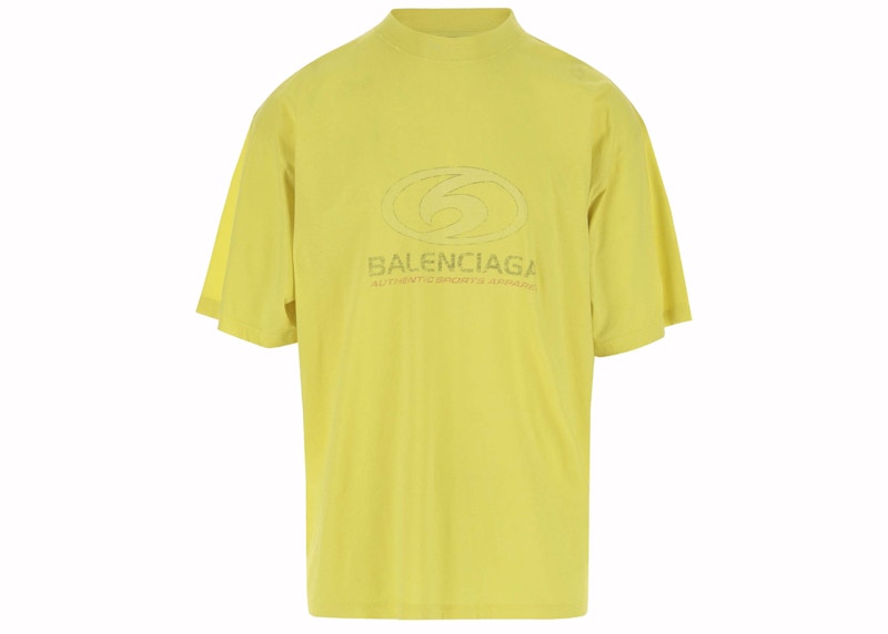 Balenciaga Cotton Surfer Logo T-Shirt Yellow