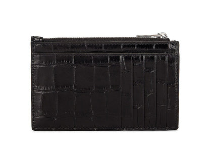 Balenciaga Croc Embossed (5 Card Slot) Coin Card Holder Black