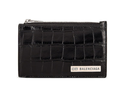 Balenciaga Croc Embossed (5 Card Slot) Coin Card Holder Black