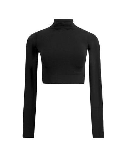 Balenciaga Cropped Turtleneck Top Black