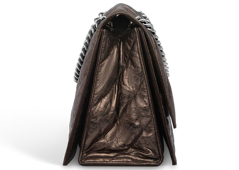 Balenciaga Crused Quilted Medium Chain Bag Metallized Bronze