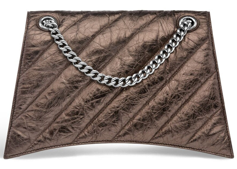 Balenciaga Crused Quilted Medium Chain Bag Metallized Bronze