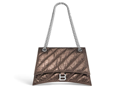 Balenciaga Crused Quilted Medium Chain Bag Metallized Bronze