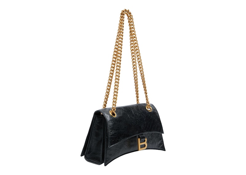Balenciaga Crush Chain Shoulder Bag Small Black/Aged Gold