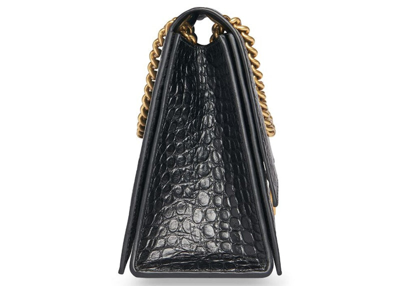Balenciaga Crush Crocodile Medium Chain Bag Black