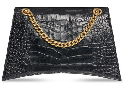Balenciaga Crush Crocodile Medium Chain Bag Black