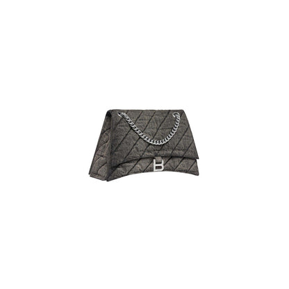 Balenciaga Crush Medium Chain Bag in Quilted Denim Black