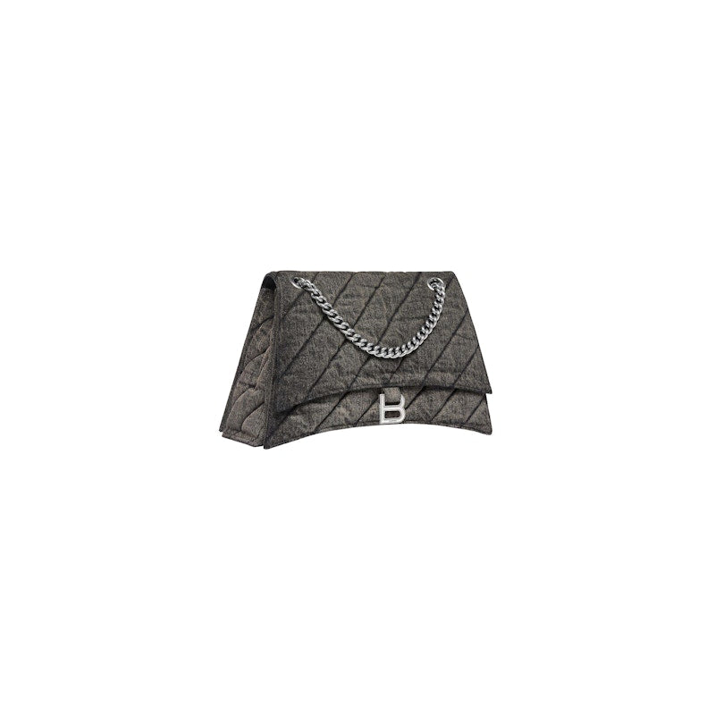 Balenciaga Crush Medium Chain Bag in Quilted Denim Black