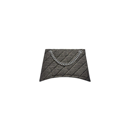 Balenciaga Crush Medium Chain Bag in Quilted Denim Black