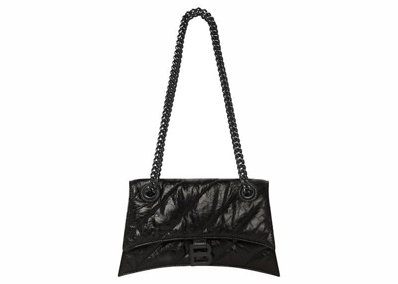 Balenciaga Crush Small Chain Quilted Bag Black