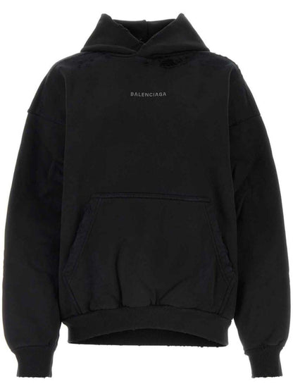 Balenciaga Crystal Logo Hoodie Faded Black